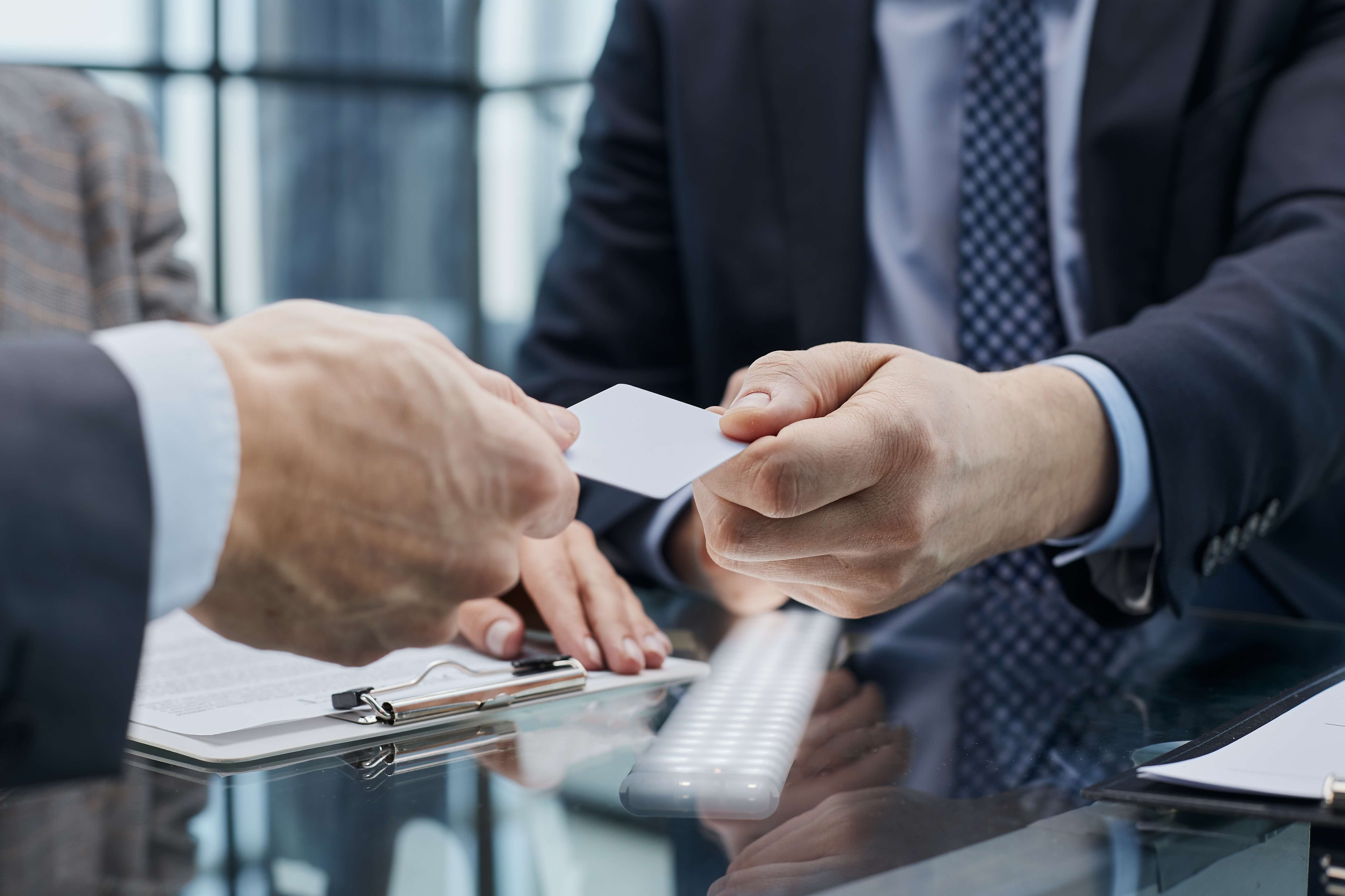 exchanging business cards