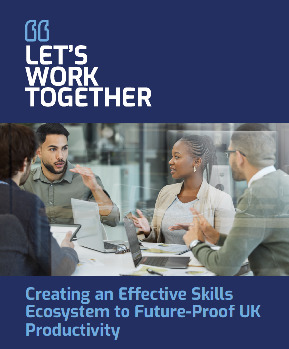 Front cover image with the title, Creating an Effective Skills Ecosystem to Future-Proof UK Productivity