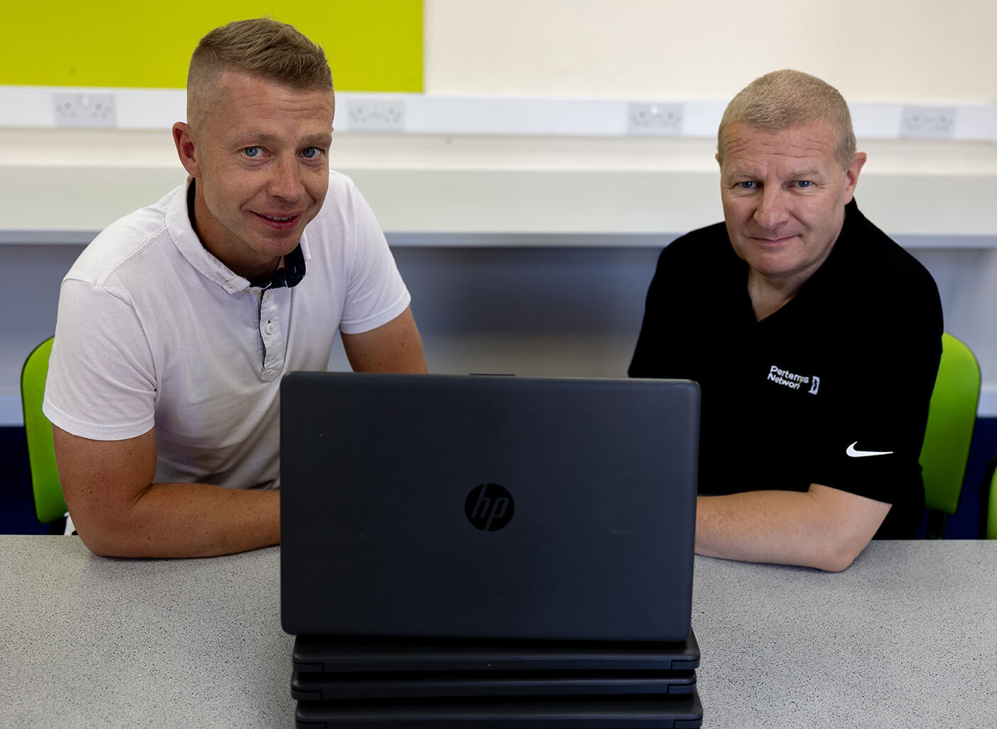 (l-r): Woodfield School Assistant Head Teacher Careers and Alternative Provision Gareth Plant, with Tim Jones, Head of Marketing and Sponsorship at Pertemps