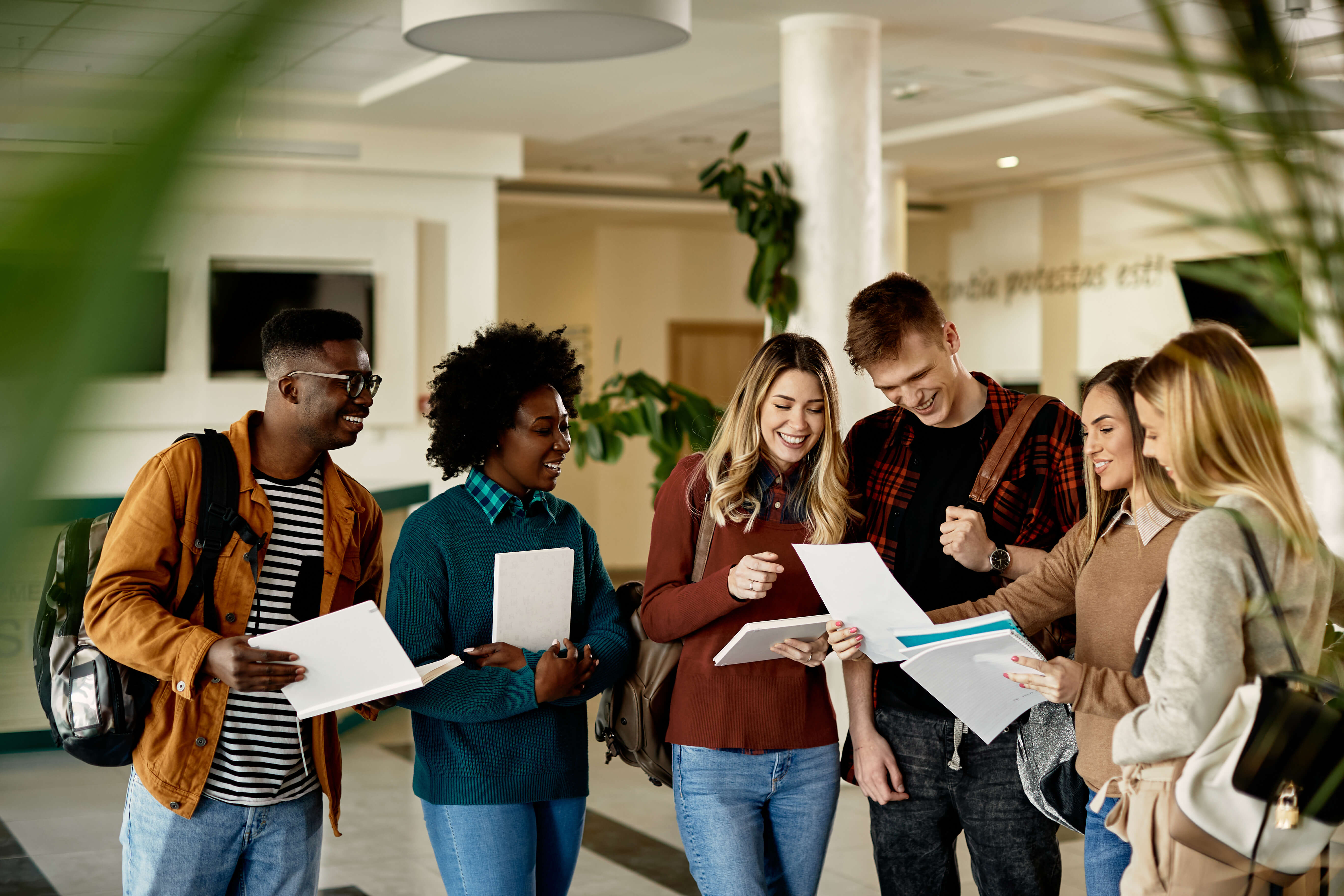 group of teenagers talking 
